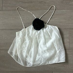 WAYF Rosie Halter Y2K Coquette Tank Top/Cami in Ivory size XS